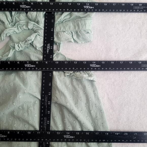 Altar'd State Sz M Mint Green Vilette Dress Boho Back Lace Up Swiss Dots Ruffles - Picture 7 of 8